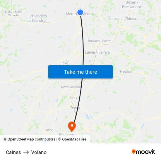 Caines to Volano map