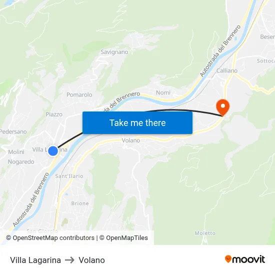 Villa Lagarina to Volano map