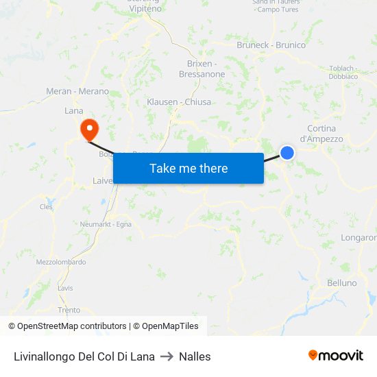 Livinallongo Del Col Di Lana to Nalles map