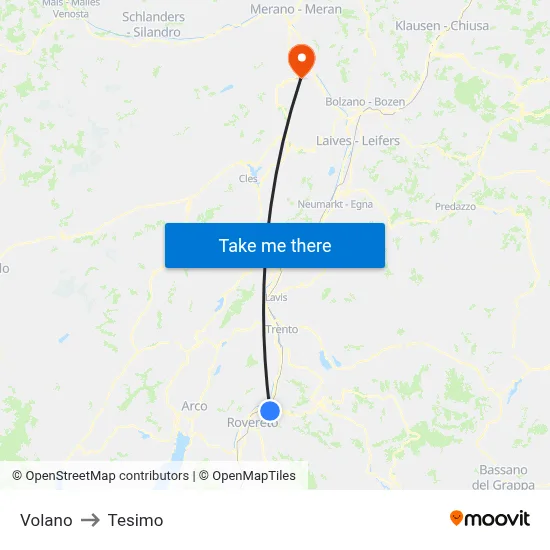 Volano to Tesimo map