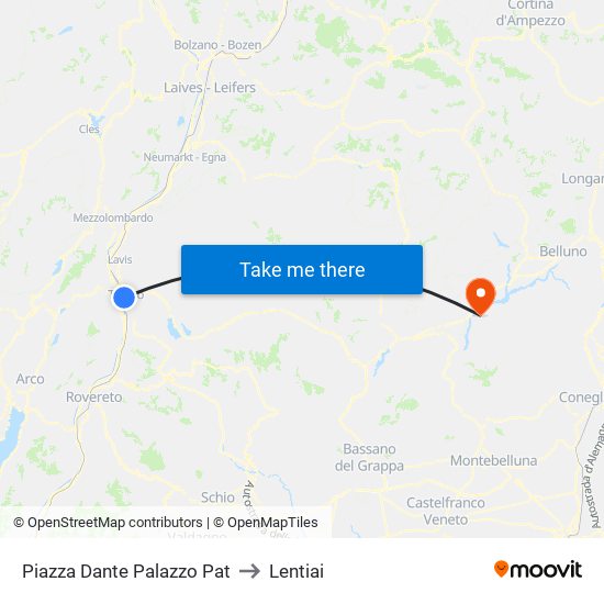 Piazza Dante Palazzo Pat to Lentiai map