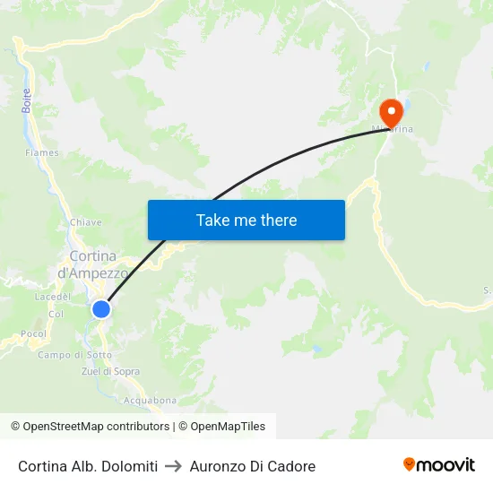 Cortina Alb. Dolomiti to Auronzo Di Cadore map