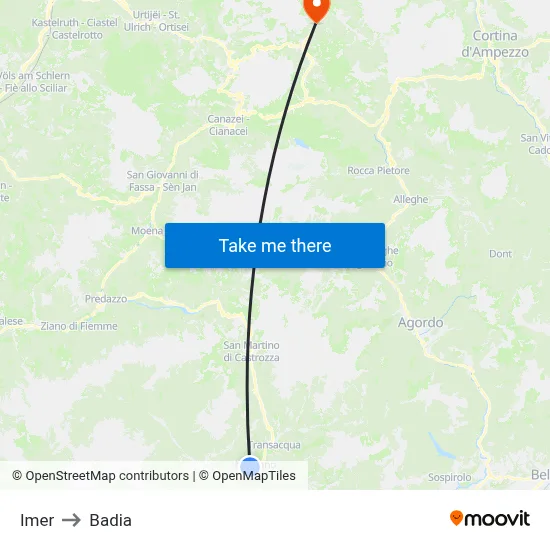 Imer to Badia map