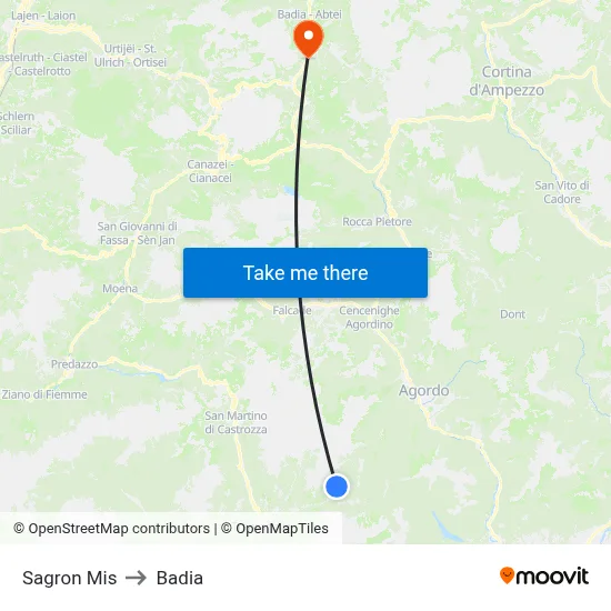 Sagron Mis to Badia map