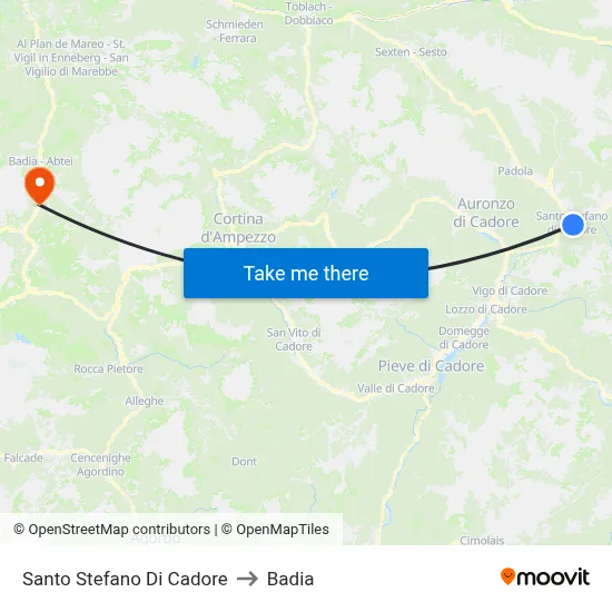 Santo Stefano Di Cadore to Badia map