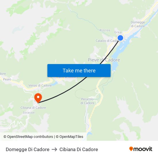 Domegge Di Cadore to Cibiana Di Cadore map