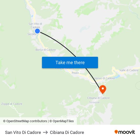San Vito Di Cadore to Cibiana Di Cadore map