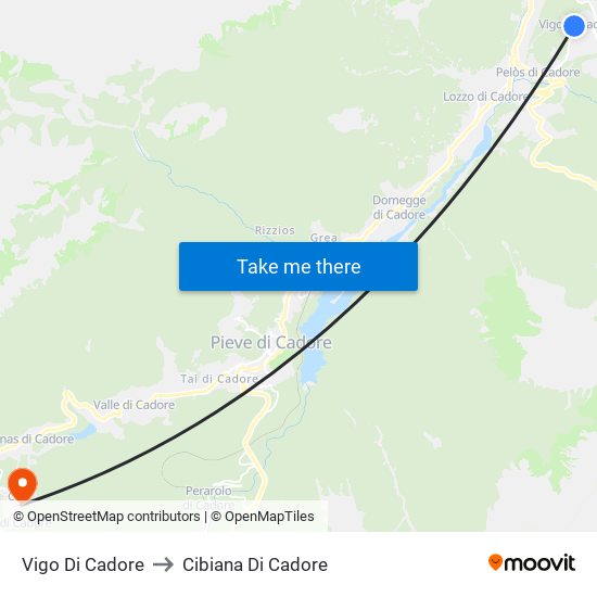 Vigo Di Cadore to Cibiana Di Cadore map
