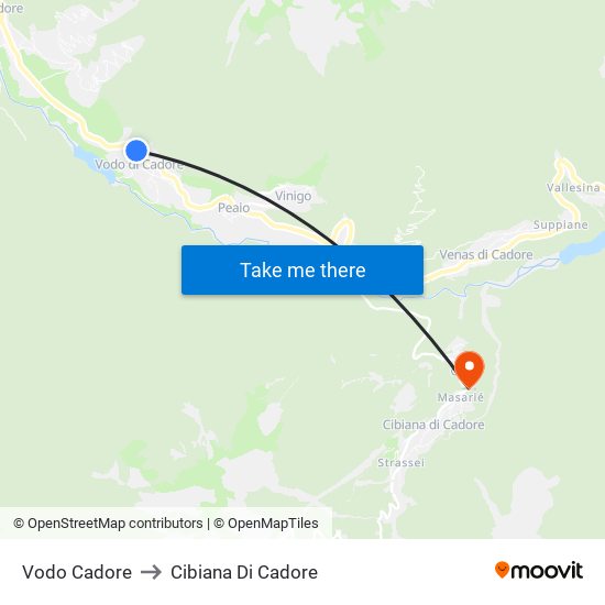 Vodo Cadore to Cibiana Di Cadore map