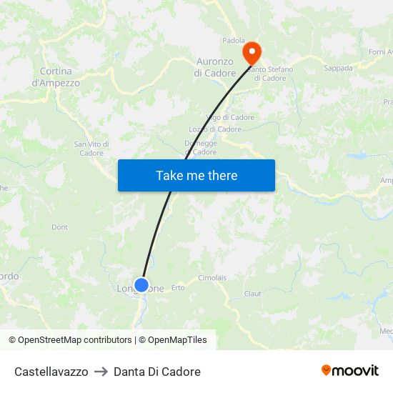 Castellavazzo to Danta Di Cadore map