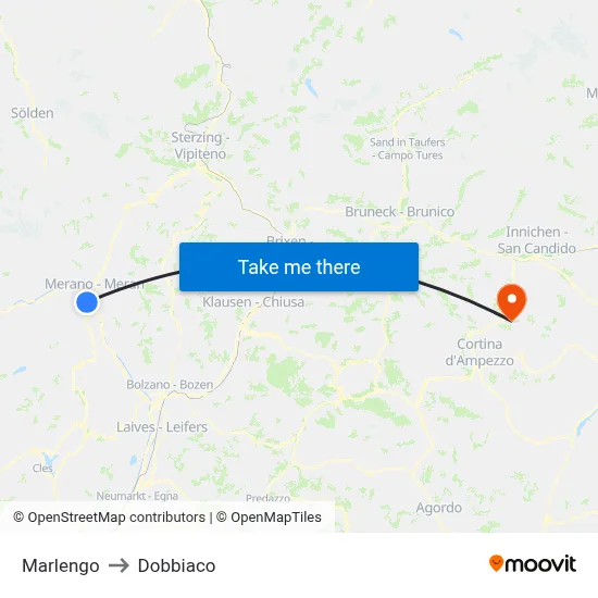 Marlengo to Dobbiaco map