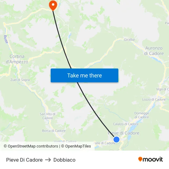 Pieve Di Cadore to Dobbiaco map