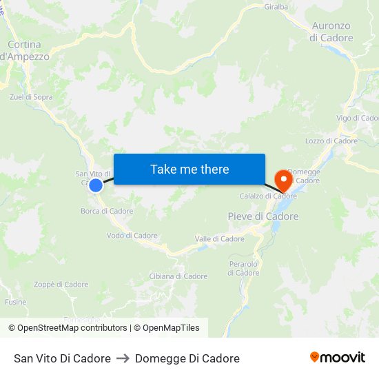 San Vito Di Cadore to Domegge Di Cadore map