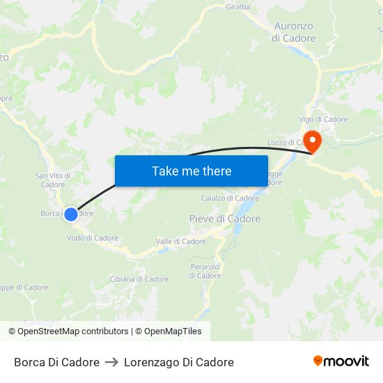 Borca Di Cadore to Lorenzago Di Cadore map