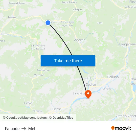 Falcade to Mel map