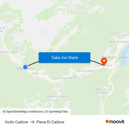 Vodo Cadore to Pieve Di Cadore map