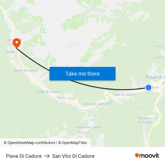 Pieve Di Cadore to San Vito Di Cadore map