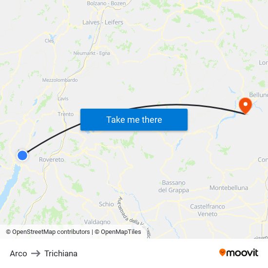 Arco to Trichiana map