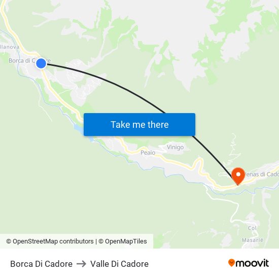 Borca Di Cadore to Valle Di Cadore map