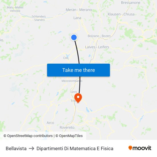 Bellavista to Dipartimenti Di Matematica E Fisica map