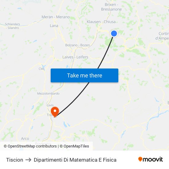 Tiscion to Dipartimenti Di Matematica E Fisica map