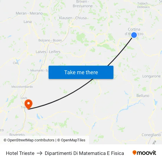 Hotel Trieste to Dipartimenti Di Matematica E Fisica map