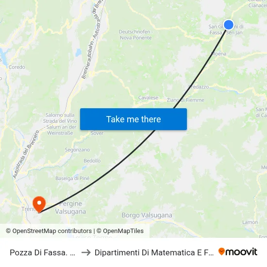Pozza Di Fassa Vac to Mathematics and Physics Departments map