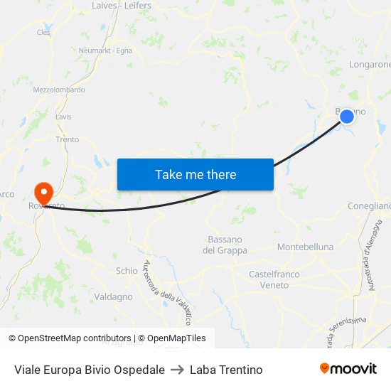 Viale Europa Bivio Ospedale to Laba Trentino map