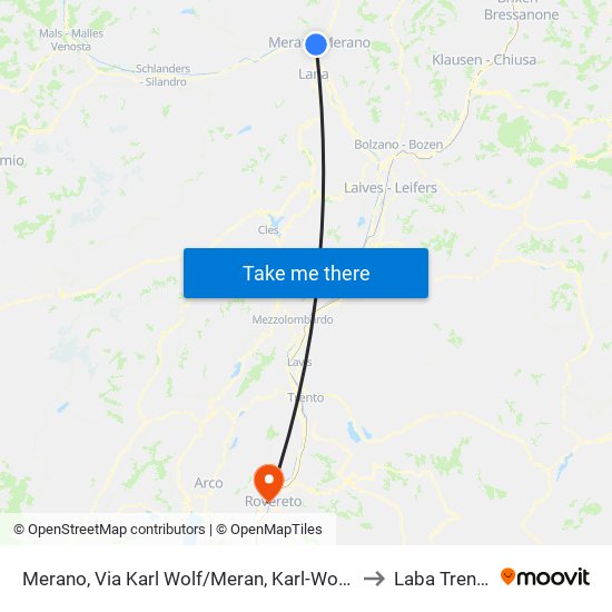 Merano, Via Karl Wolf/Meran, Karl-Wolf-Straße to Laba Trentino map