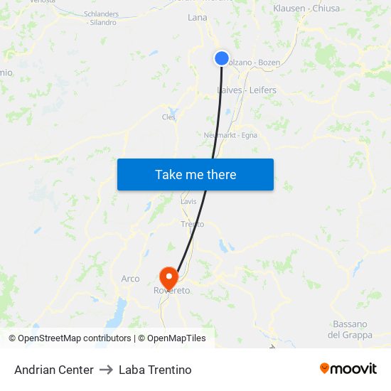 Andrian Center to Laba Trentino map