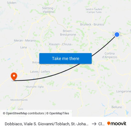 Dobbiaco, Viale S. Giovanni/Toblach, St.-Johannes-Str. to Cles map