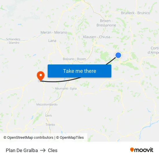 Plan De Gralba to Cles map