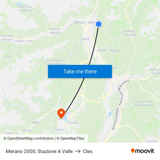 Merano 2000, Stazione A Valle to Cles map