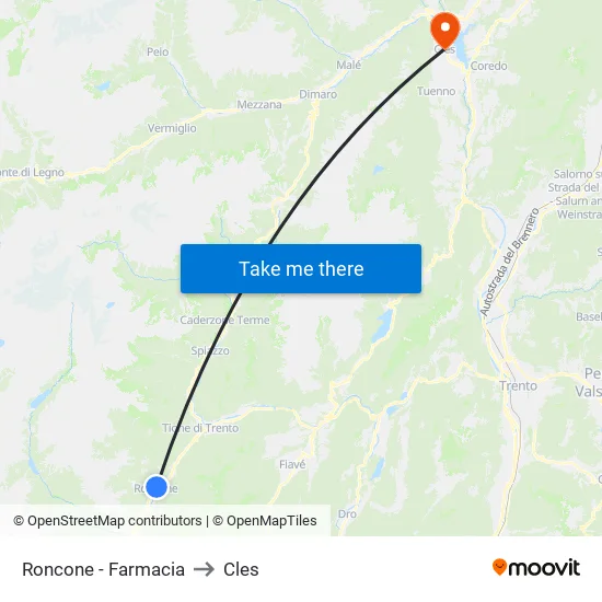 Roncone - Farmacia to Cles map
