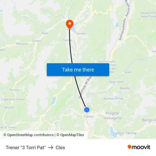 Trener "3 Towers Pat" to Cles map