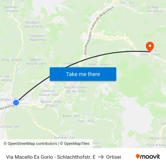 Via Macello Ex Gorio - Schlachthofstr. E to Ortisei map