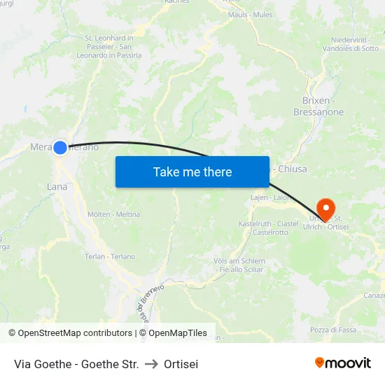 Via Goethe - Goethe Str. to Ortisei map