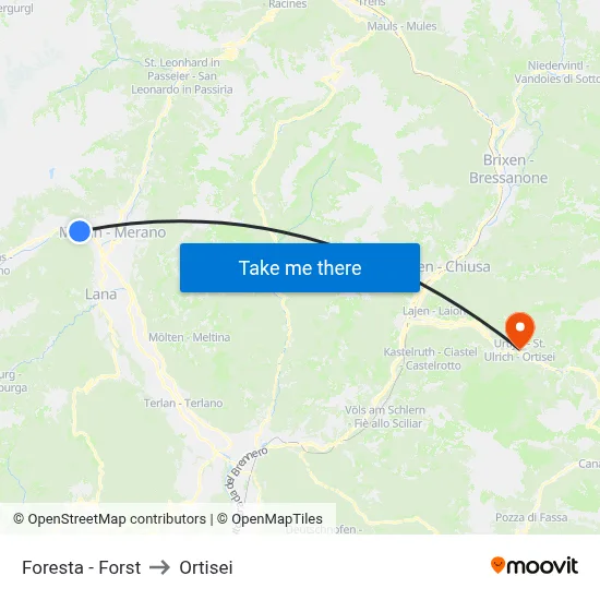 Foresta - Forst to Ortisei map