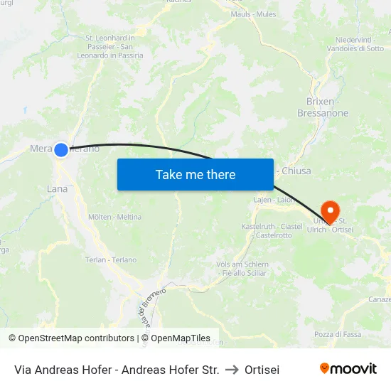 Andreas Hofer Street to Ortisei map