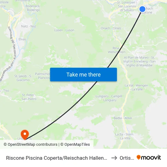 Riscone Piscina Coperta/Reischach Hallenbad to Ortisei map