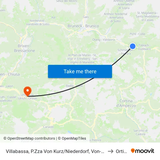 Villabassa, Von Kurz Square to Ortisei map