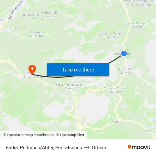 Badia, Pedraces/Abtei, Pedratsches to Ortisei map
