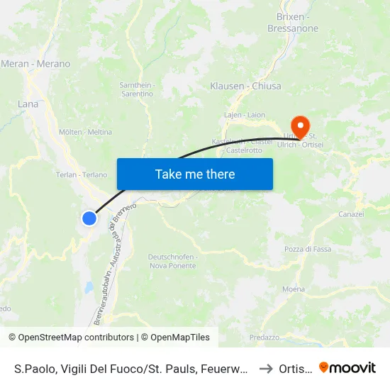 St. Paul, Fire Station to Ortisei map