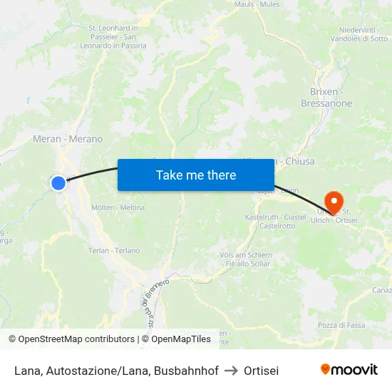 Lana, Autostazione/Lana, Busbahnhof to Ortisei map