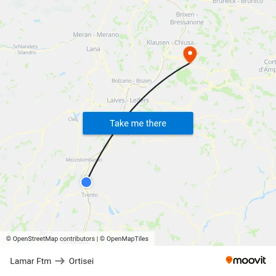 Lamar Ftm to Ortisei map