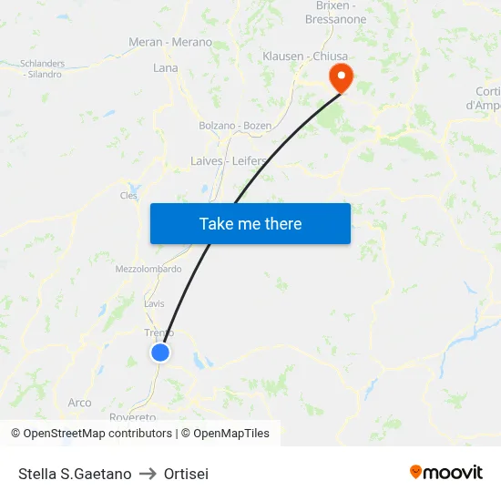 Stella S.Gaetano to Ortisei map