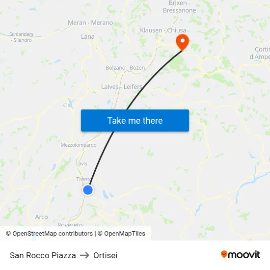 San Rocco Piazza to Ortisei map