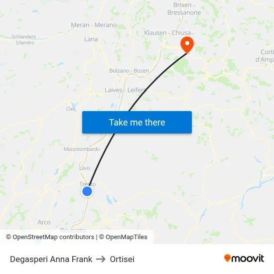 Degasperi Anna Frank to Ortisei map