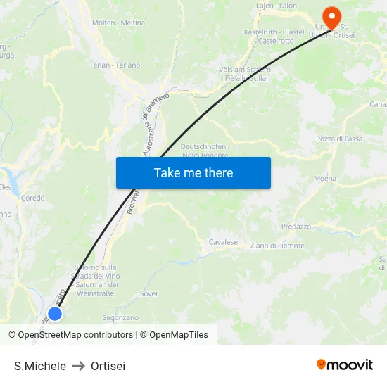 St. Michael to Ortisei map