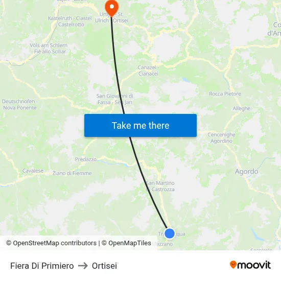 Fiera Di Primiero to Ortisei map
